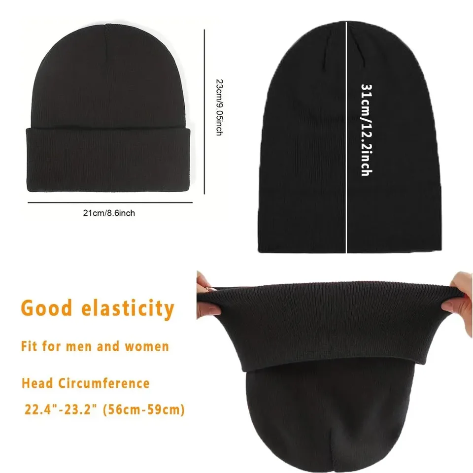 Unisex Satin Lined Beanie Hat For Women Winter Silk Lining Slouchy Warm Cuffed Skullies 2Layer Hair Cover Sleep Cap, image 4