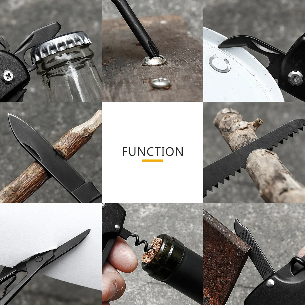 Multifunctional survival knife Portable camping hiking knife Scissors saw bottle opener Knife can opener Household spare