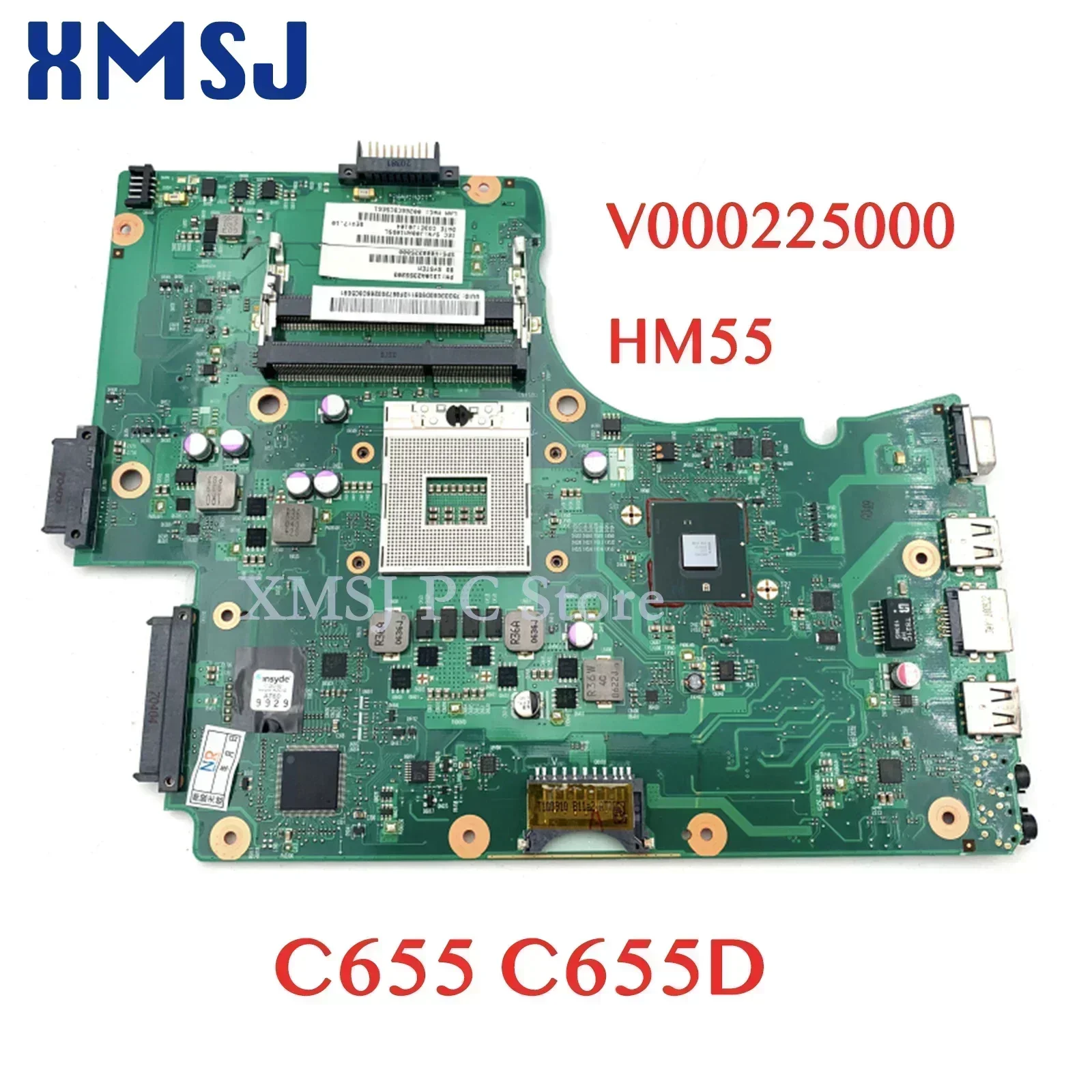 

XMSJ For Toshiba Satellite C655 C655D Laptop Motherboard V000225000 6050A2355202-MB-A02-TI DDR3 Free CPU Main Board