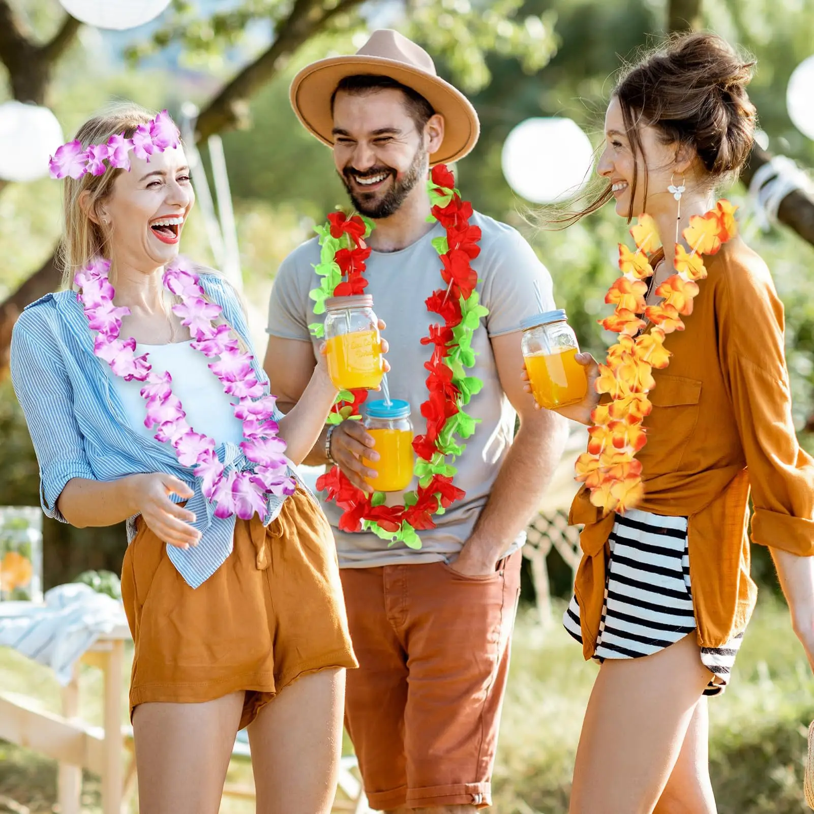 6/12/24/50 Stück Hawaiianische Blumenkette Künstliche Blumengirlande Tropische Party Sommer Strand Hochzeit Geburtstag Pool-Party Dekoration – Detail 11