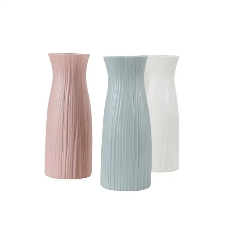 Geometric Plastic Minimalist Vase, Living Room Decor for Fresh and Dried Flowers