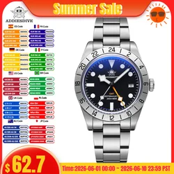 ADDIESDIVE Top Brand 39mm Quartz GMT Watches 20Bar Waterproof Luminous Bubble Mirror Sport Glass Watch for Men Relogio Masculino