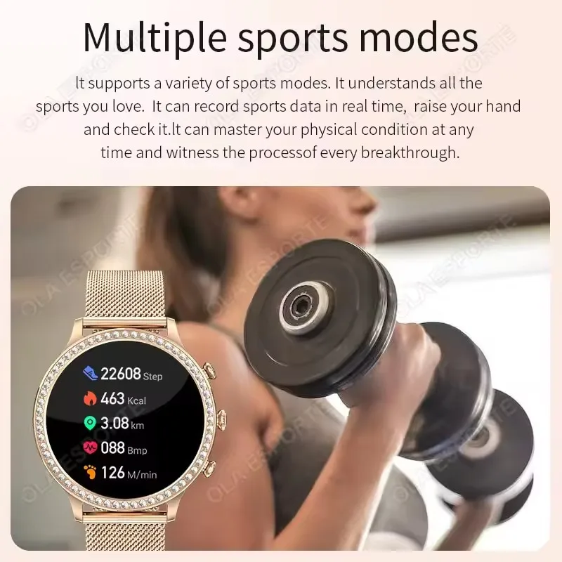 Women Smart Watch Double Strap Heart Rate Sleep Monitoring Wireless Call Voice Assistant Waterproof Smartwatch For Android IOS