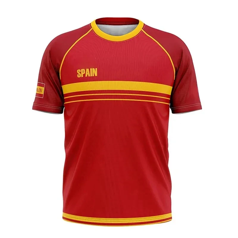 2024 Women Men New Spain Football Jersey Tshirt Sportwear Summer Mesh Quick Drying Training Short Sleeve Harajuku Short Sleeve