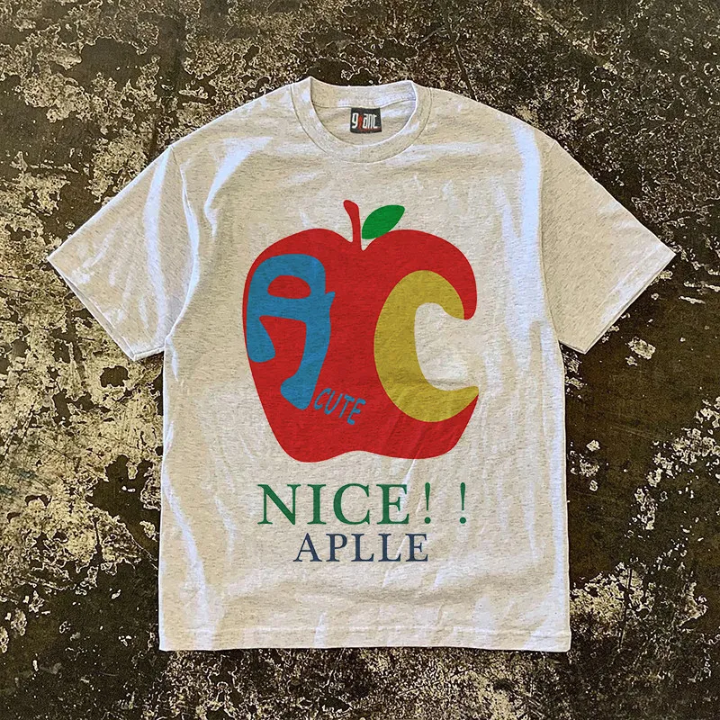 Loose Fit Cotton T-Shirt Short Sleeve Double Thread Pure Cotton American Retro Style Couple's Tee for Men And Women