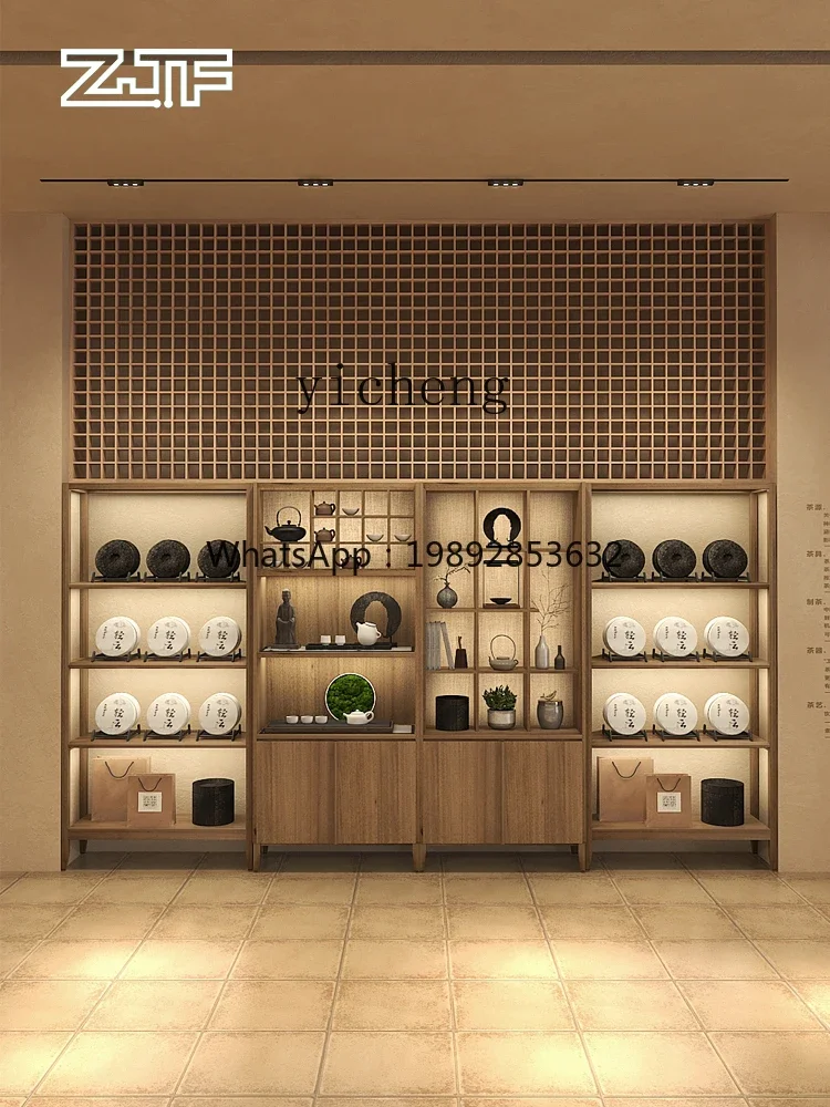 v4 Display Cabinet Tea Set Combination Display Shelf Tea Club Simple Display Shelf with Light New