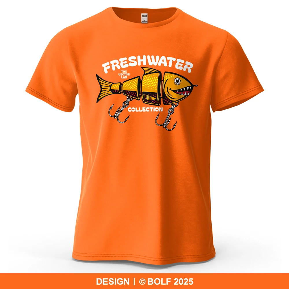 2026 New Fishing Lure Pattern Printed Men's T-Shirt 100% Cotton Oversized Fishing Hobby Graphic Tees for Women Tops Tees