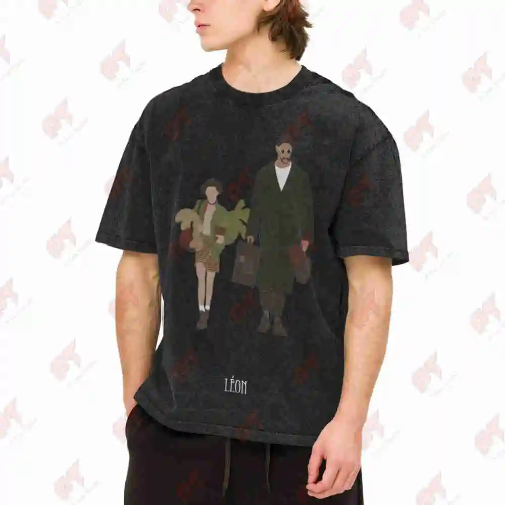 Leon Movie Characters Vintage Washed Tee Pure Cotton T-Shirt