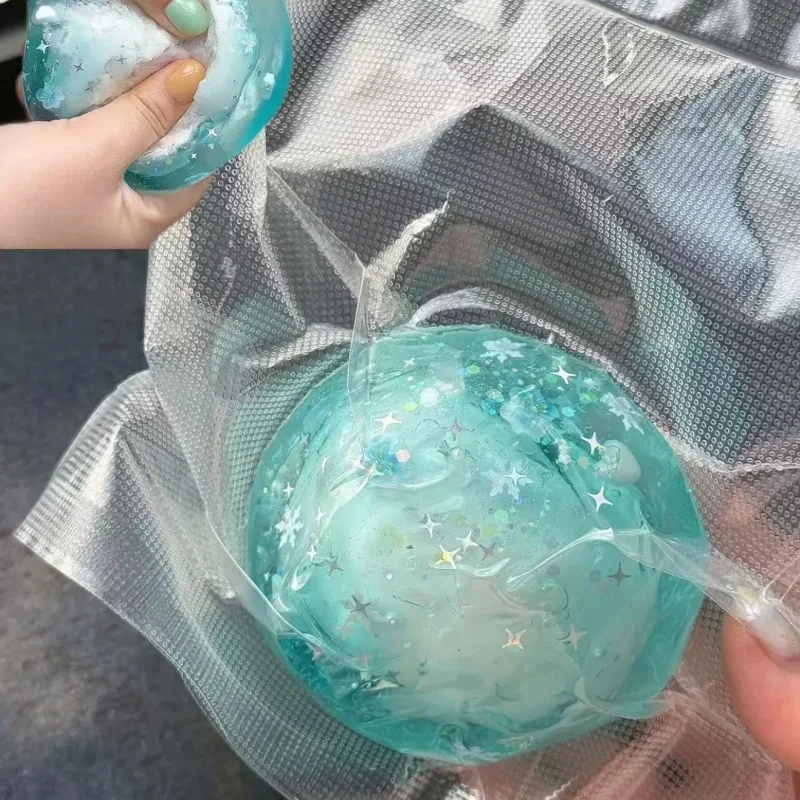 Handmade Blue Ocean Crispy Squeeze Ball Crunchy ASMR Sound Sensory Soothing Toy Stress Relief Anti Anxiety Focus Toy for Adults