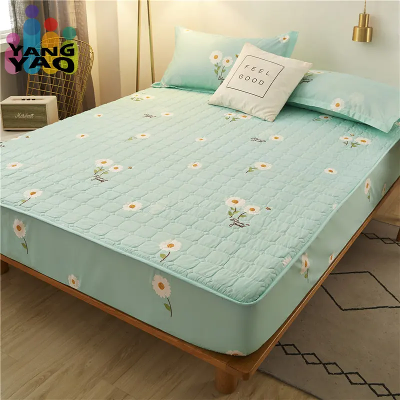 

Quilted Bed Pad Cotton Mattress Cover Interlining Mattress Fitted Sheet Machine Washable Anti-slip Elastic Band(No Pillowcase)