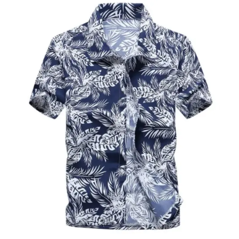 

Summer New Seaside Comfortable Vacation Style Men's Short sleeved Shirt Top Fashionable Casual Printed Collar Button Shirt Men