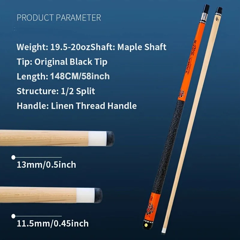 New Pool Cue Stick 11.5/13mm Tip Size Maple Shaft 1/2 Split Pool Cue Billiard Cue  Linen Thread Grip Pool Cue Stick