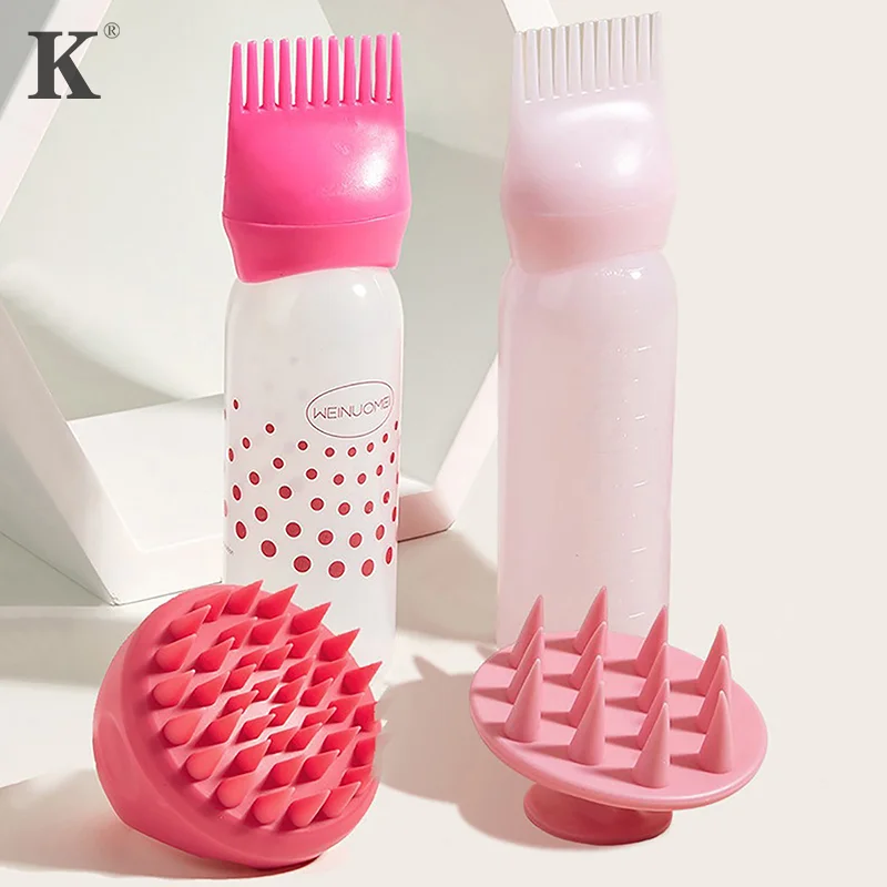 2PCS Hair Dye Applicator Bottles With Brush For Hair Oil Spray Bottle For Hair Dyeing Shampoo Hairdressing Coloring Tools