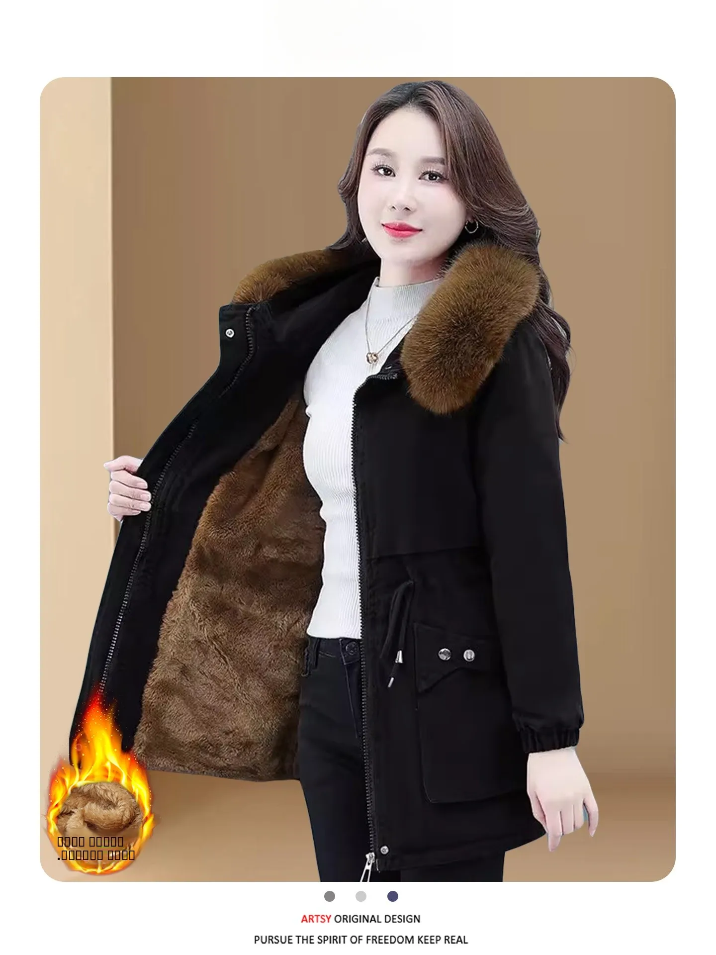 

Lamb Velvet Thiened Long Women's Jaet Coat Korean Sle Commute Casual Faion Warm Winter Clothes Outerwear Coat