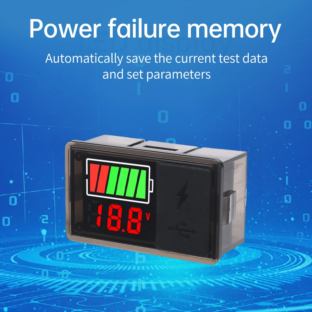 DC 8-30V Digital Display Battery Voltage Power Indicator USB+Type-C for ternary lithium battery/acid battery/iron lithium batter