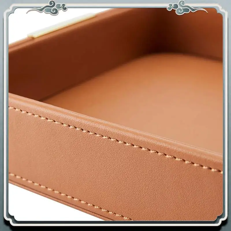 Leather Desktop Storage Tray Catchall Organizer Tray For Entryway Table To Hold Jewelry Watch Phone Wallet Container A Durable