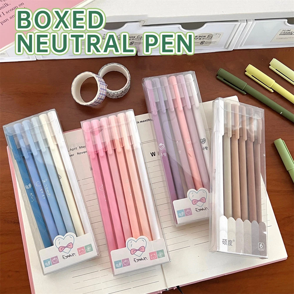 6 bolígrafos de gel de colores degradados, estilo Morandi, artículos de papelería bonitos, regalo para la vuelta al cole, anime, para escribir y tomar notas.