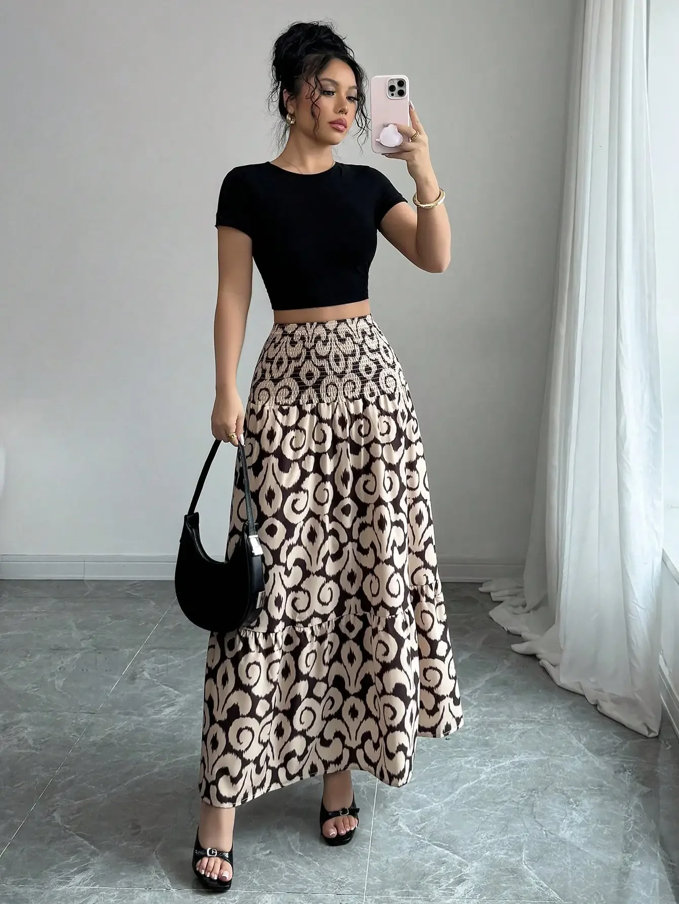 

Women's Bohemian Geometric Print High Waisted A-Line Skirt Fall Cloth For Women