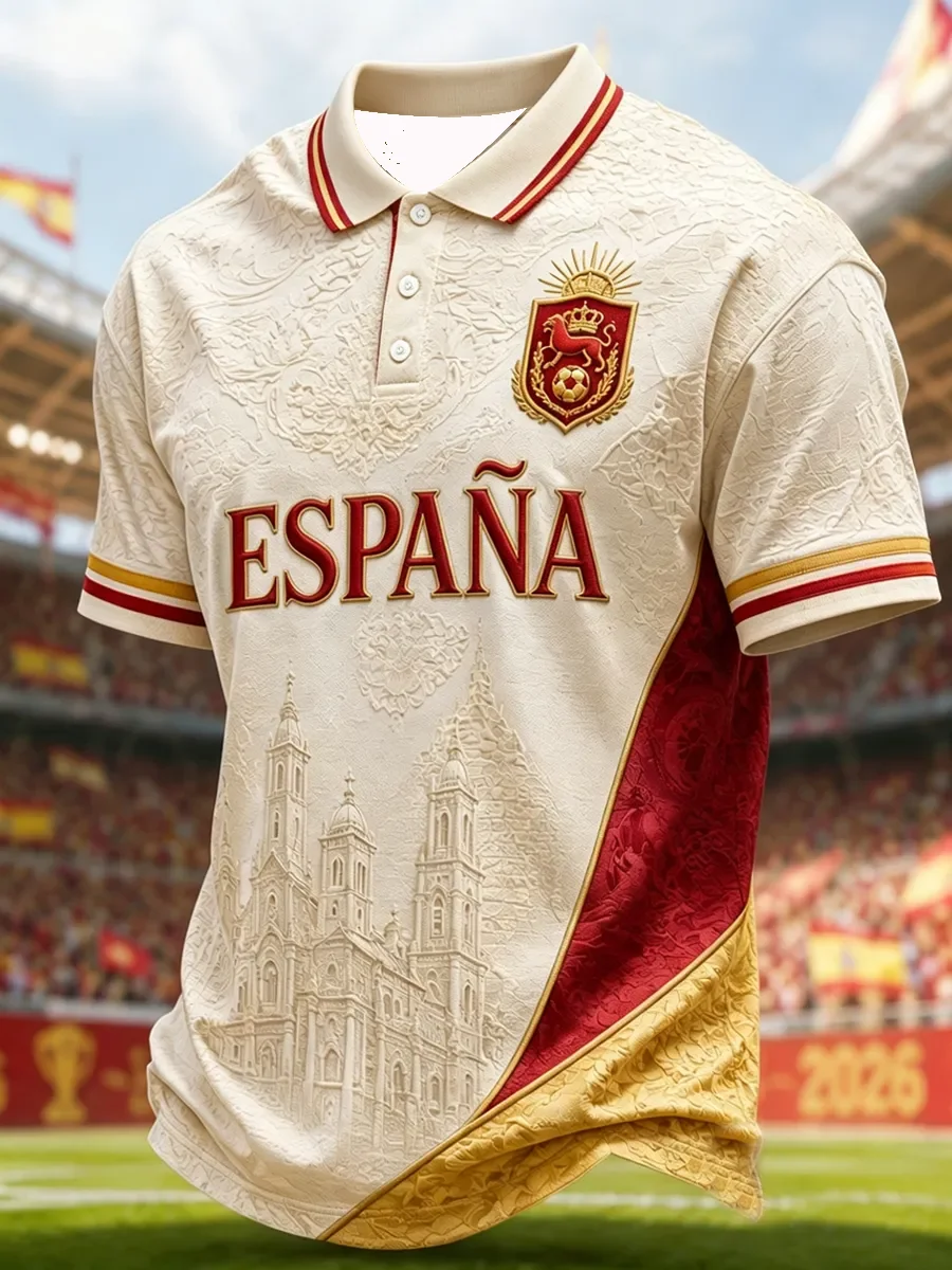 2026 Edition Spanish Soccer Polo Shirt with 3D Print - Comfortable and Breathable - Suitable for Both Men and Women