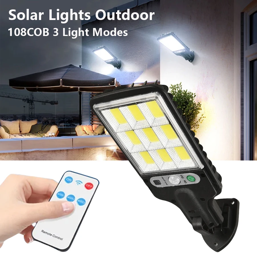 COB Solar Lights Outdoor Waterproof Motion Sensor Solar Light for Outdoor Solar Lamp Spotlights Wall Street Garden Decoration