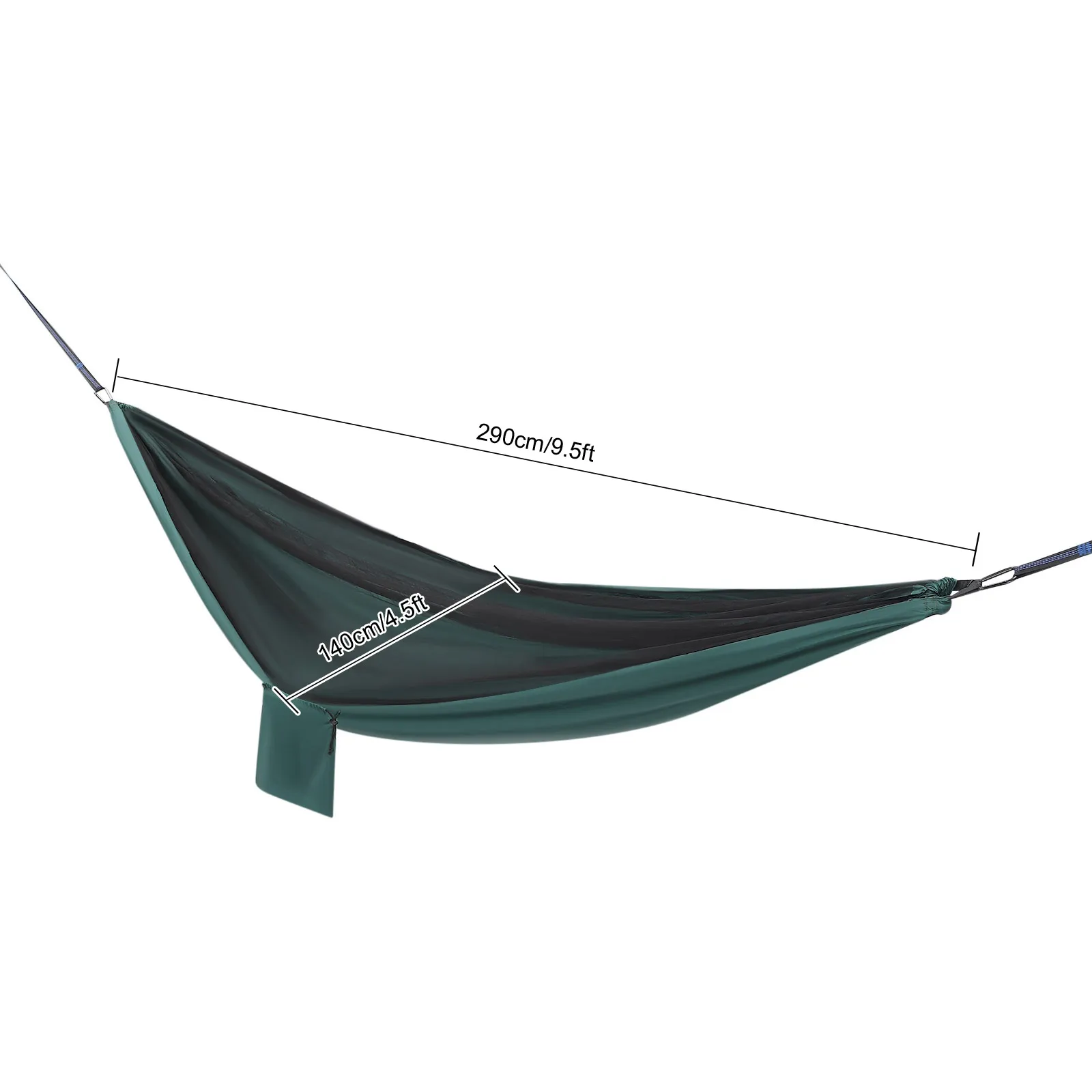 Rede de acampamento 2 em 1 preta e verde com mosquiteiro e chuva - capacidade de 440,9 libras