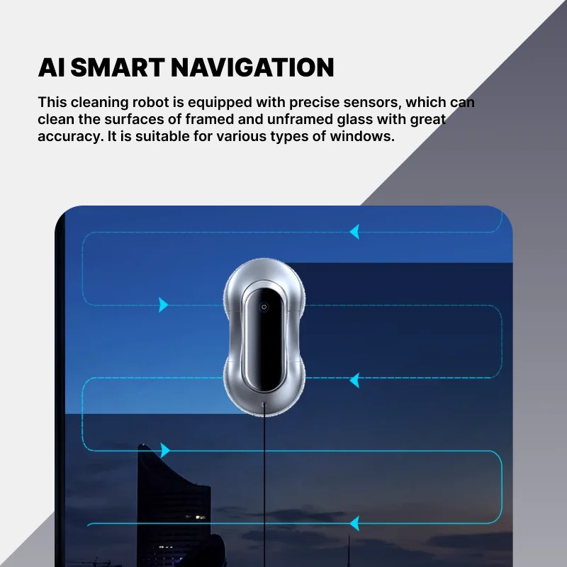 Intelligent Window Cleaning Robot | AI Navigation, Dual Wet-Dry Mode, Automatic Window Cleaning, Electric Household Robot