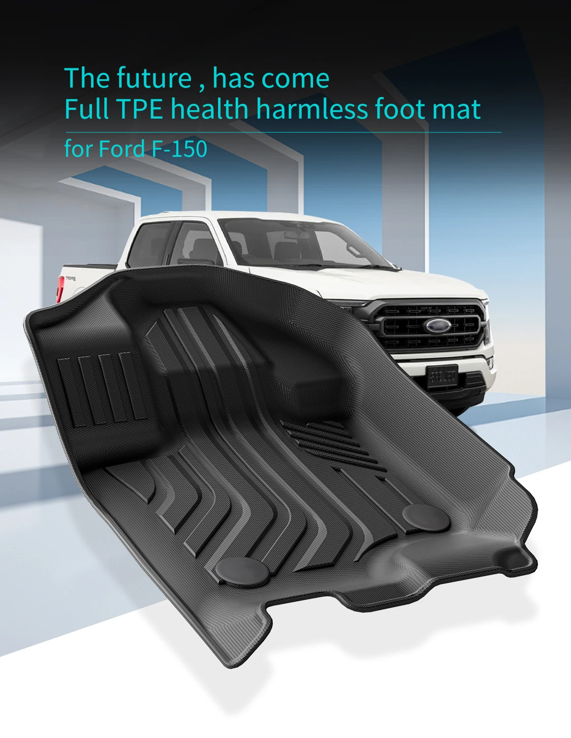 für Ford F-150 F150 2015-2024 (Nicht passend für Rücksitze mit unter dem Sitz liegendem, flach zusammenklappbarem Stauraum) TPE 3D-Autofußmatten, linkslenker – Detail 8