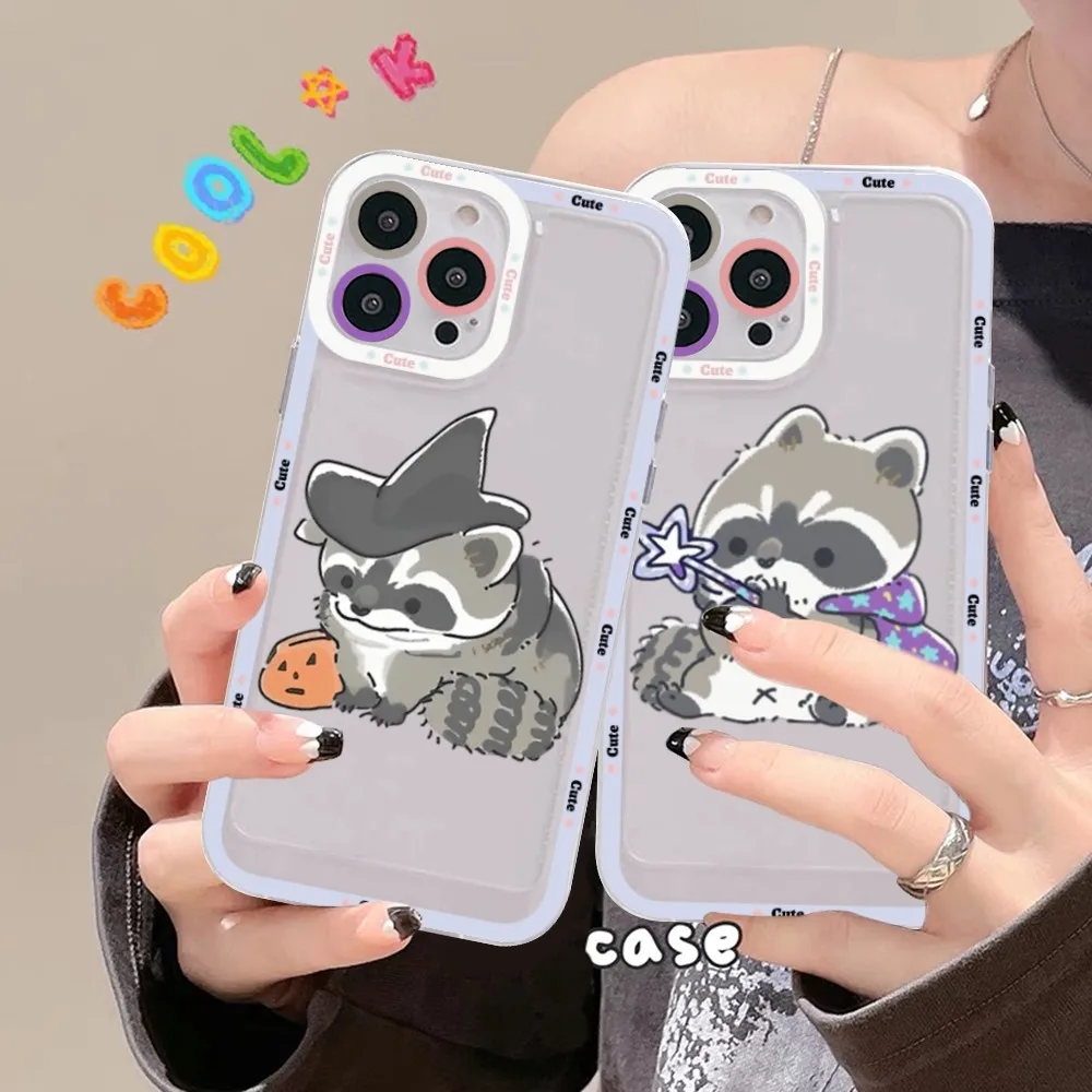 Cute Animal Raccoons Phone Case For Samsung S 20 S 21 S 22 S 23 lite plus ultra Mobile Cover