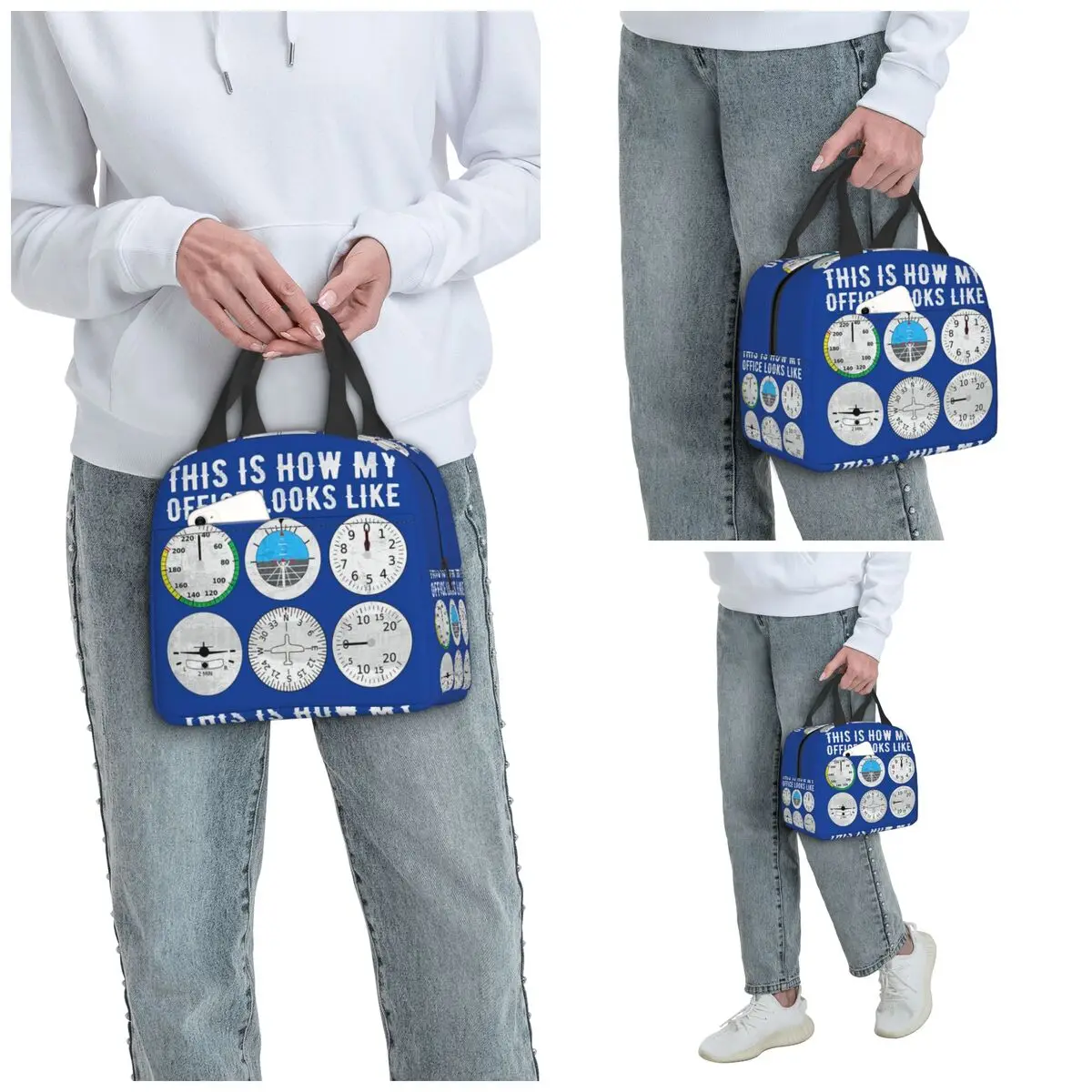 Pilot Captain Flight Instruments Dashboard Insulated Lunch Bag for Kids School Cooler Thermal Food Box Tote Lunch Boxes
