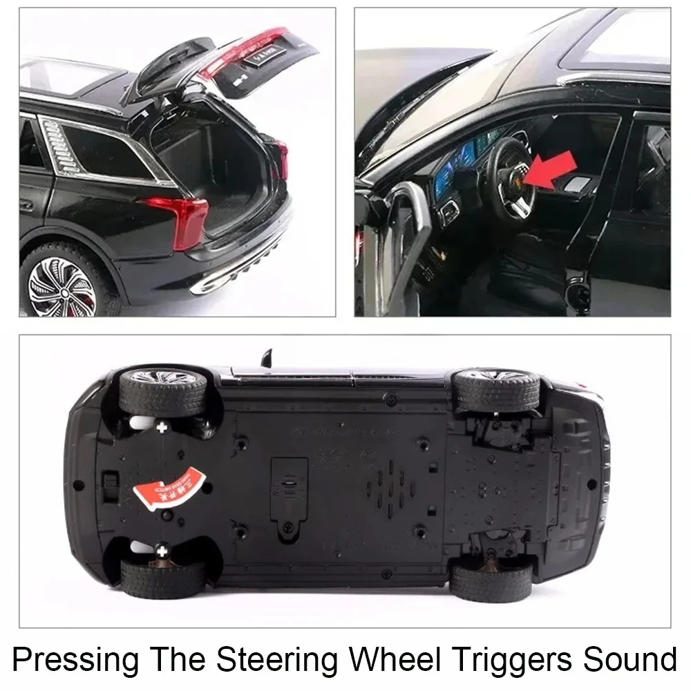 1:24 HONGQI E-HS9 Autos Spielzeug Legierung Diecast Modell Rad Zurückziehen Miniatur Auto mit Licht Sound Fahrzeug Kinder Kindertag Geschenke