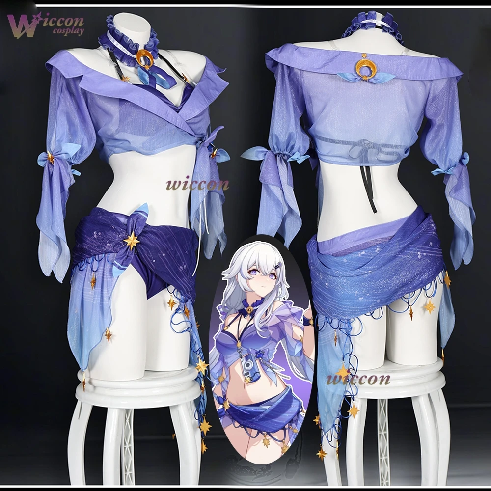 Celestia Cosplay Costume Strinova Celestia Costume Star Curtain Swimsuit for Comic Con Halloween Carnival Party Convention