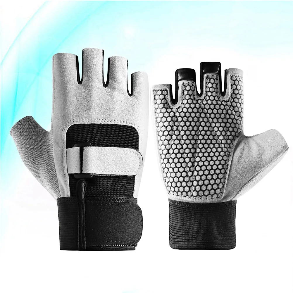 

1 Pair Fitness Gloves Half Finger Anti-Slip Dumbbell Weightlifting Sports Gloves Shockproof Breathable For Men Women Grey L