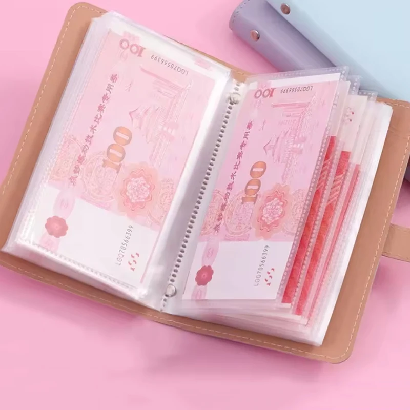 Banknote Storage Book Made of PU Material, Can Hold 100 Banknotes, with Banknote Photos, Stamps, Bank Card Storage Book