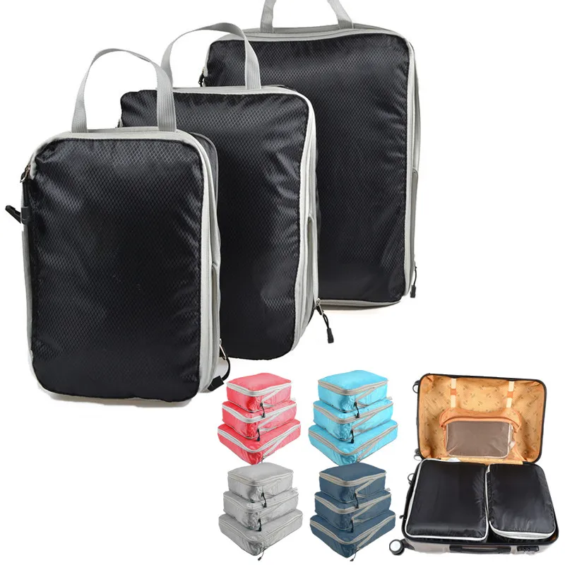 Travel Storage Bag Cubes Luggage Organizer Portable With Compressible Packing Foldable Waterproof Travel Suitcase Nylon Handbag