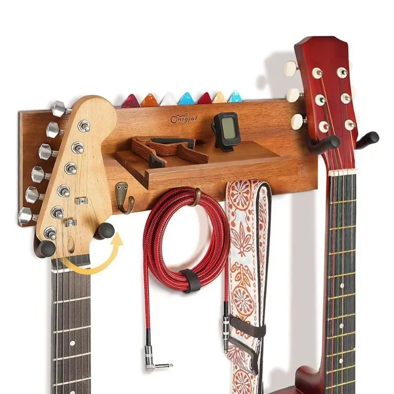 

Guitar Storage Holders Solid Wood Shelf Vintage Ukulele Racks Wall Hanging Organizer Storages Living Room Accessories