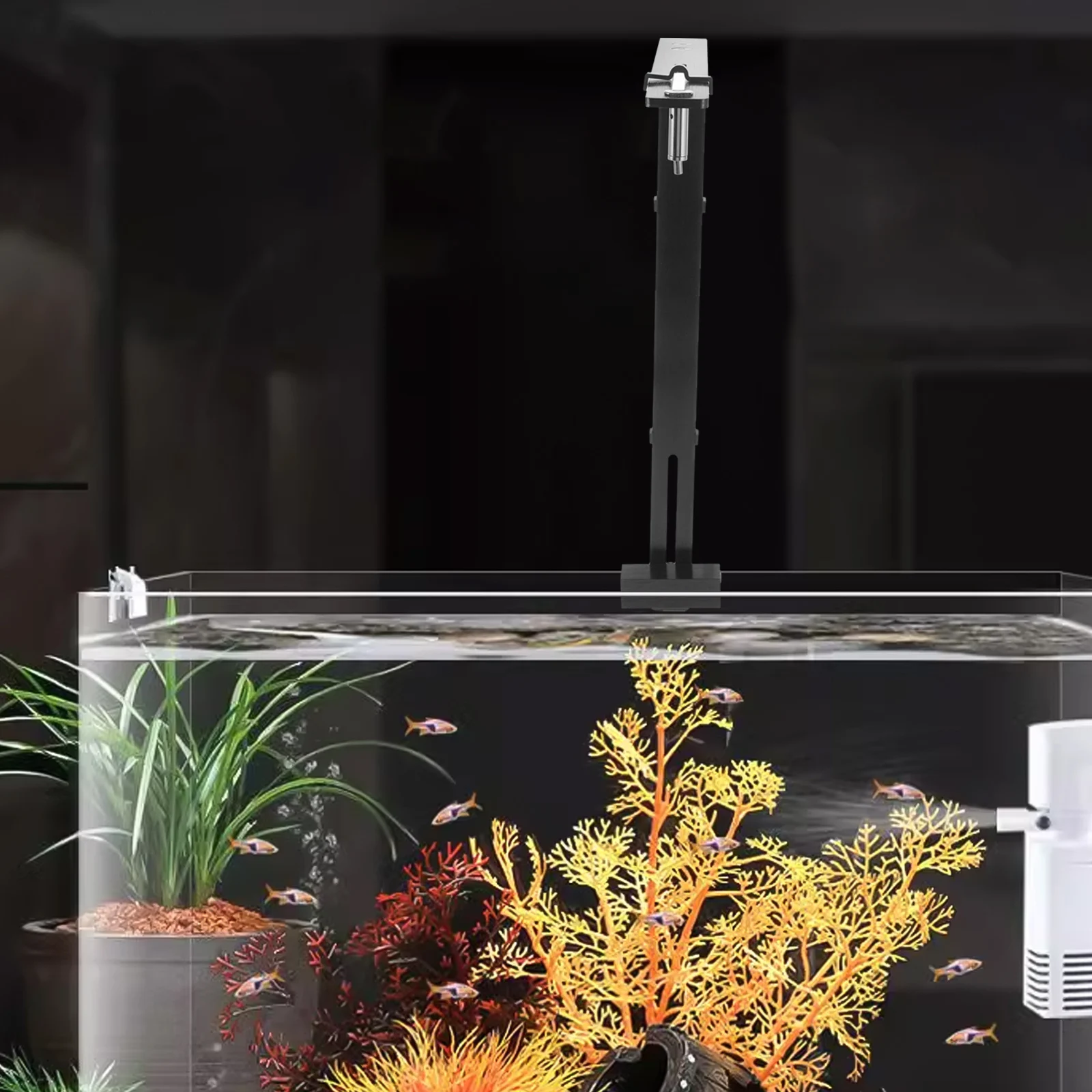 

Fish Tank Light Bracket 13mm Glass Black Aluminum Alloy Aquarium Lamp Holder Stand for LED Lighting Aquatic Plant Aquarium