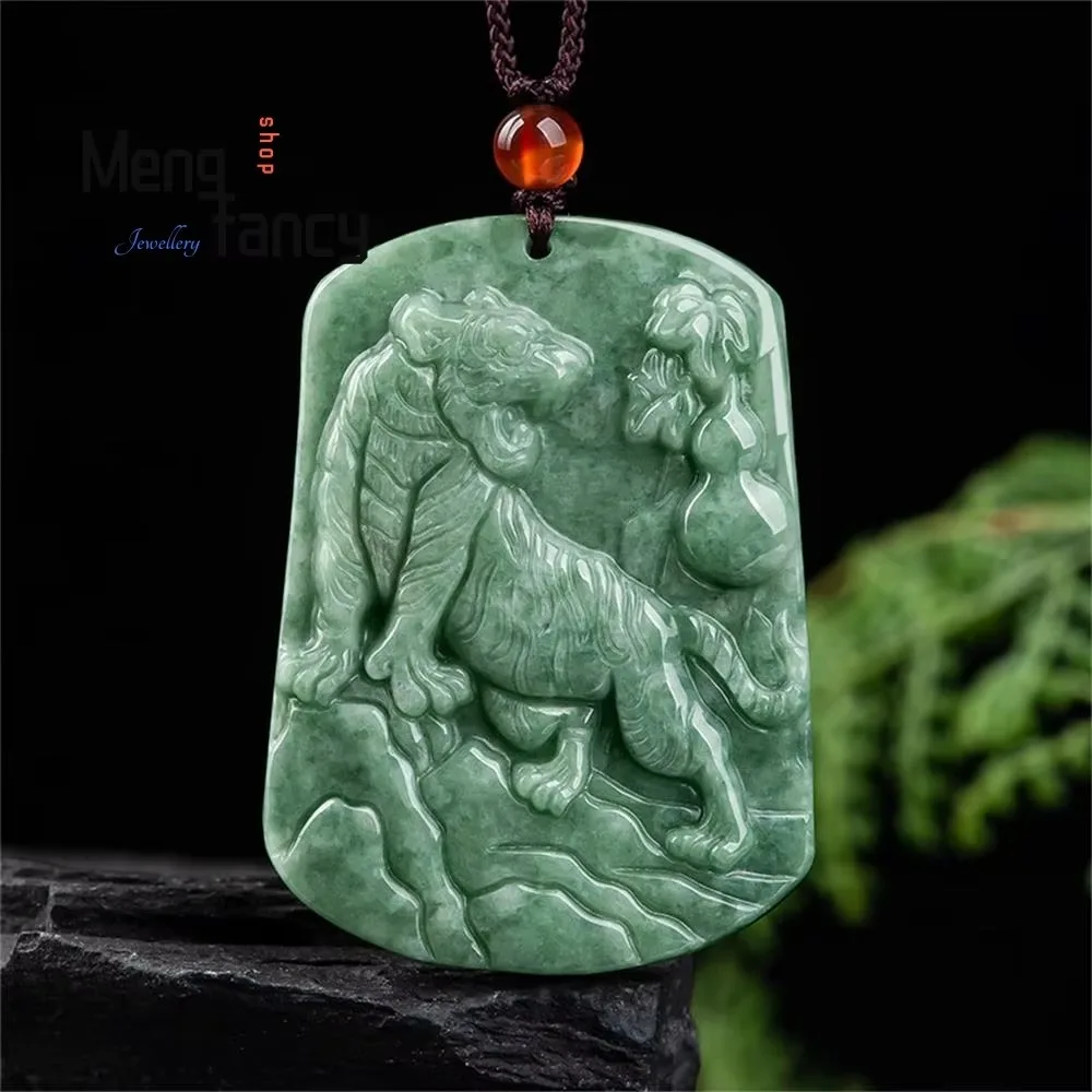 

Natural A-goods Jadeite Zodiac Tiger Pendant Exquisite Retro Best Selling Handicraft Fashion Luxury Jewelry Holiday Gift Mascots