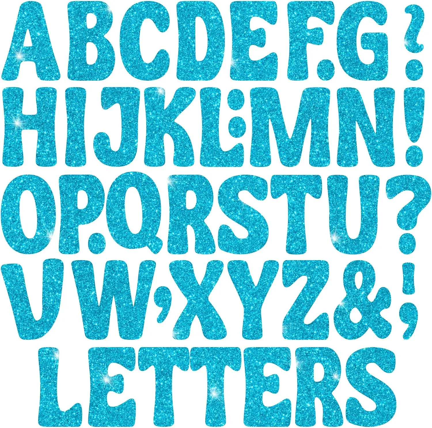 152Pcs 3Inch Light Blue Glitter Letter Stickers, Self-Adhesive Bulletin Board Letters for Classroom Decor, Party, Wedding