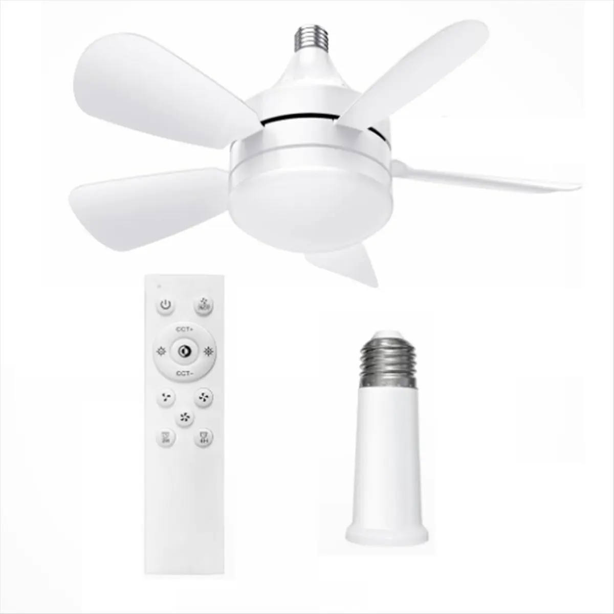 HGHO Socket Ceiling Fans with Lights and Remote - Socket Fan Light with Dimmable Led Light Bulb,Screw in Small Ceiling Fan