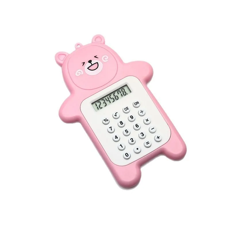 Kawaii Cartoon Beer Rekenmachine Leuke Mini Draagbare Kleine Rekenkundige Draagbare Basisschool Student Leuke Computer
