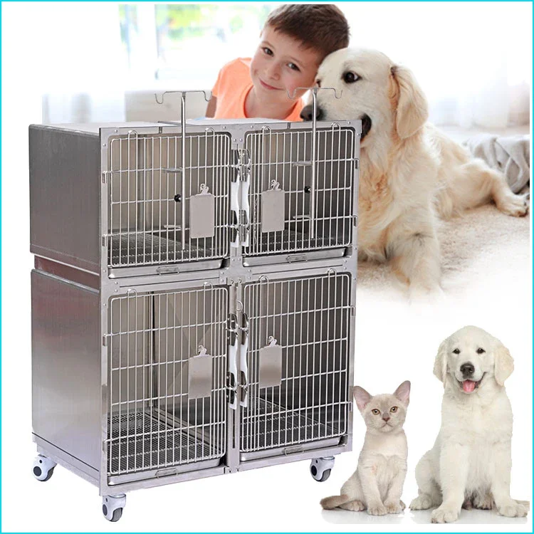 Dog cat veterinary 304 stainless steel cage full round corners for sale