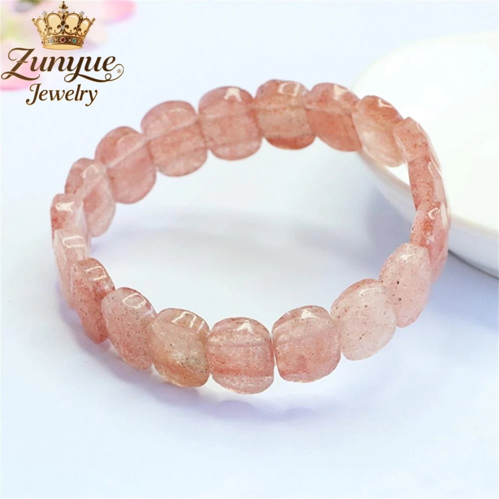 Natural Strawberry Crystal Round Edge Section Bracelet Luxury Quality Fashion Fine Jewelry Exquisite Elegant Charms Popular Gift