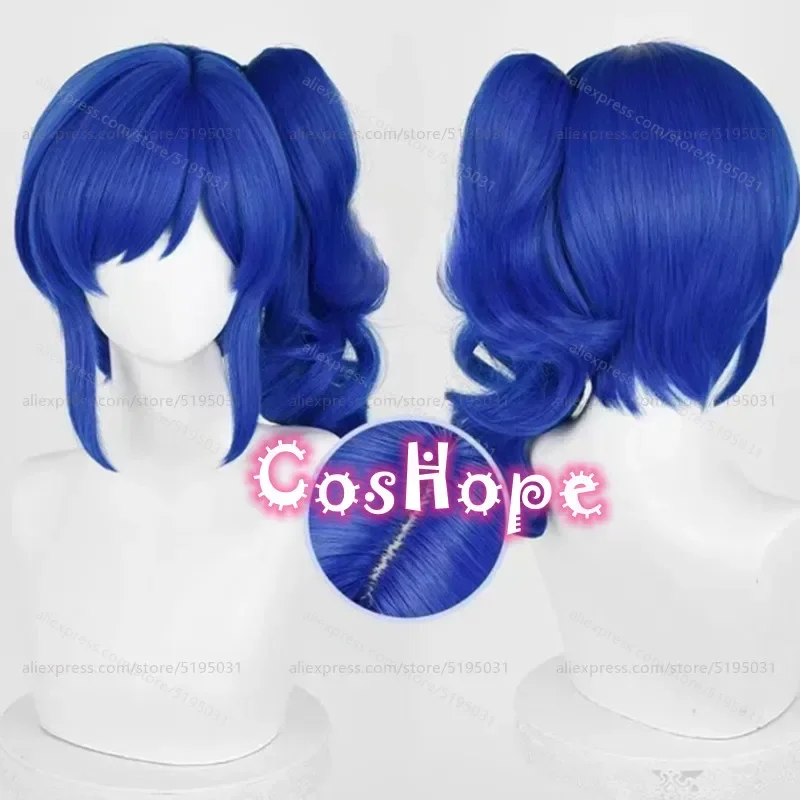 Kiriya Aoi Cosplay Wig 37cm Short Wig With Ponytail Blue Wig Cosplay Anime Cosplay Wigs Heat Resistant Synthetic Wigs