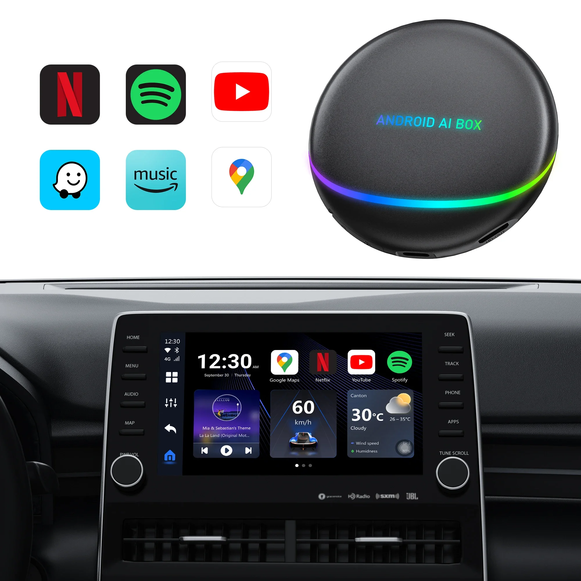 Ottocast 2024 Magicกล่องCarplay Android 12 กล่องมัลติมีเดียไร้สายAndroid Auto Carplay USB Androidกล่องสําหรับรถยนต์