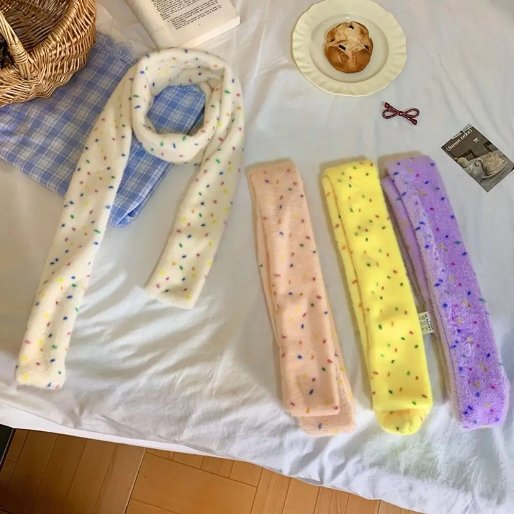 

Soft Colorful Dopamine Dot Scarf Korean Style Thickened Cashmere Knitted Scarf Narrow Windproof Winter Neck Warmer Women