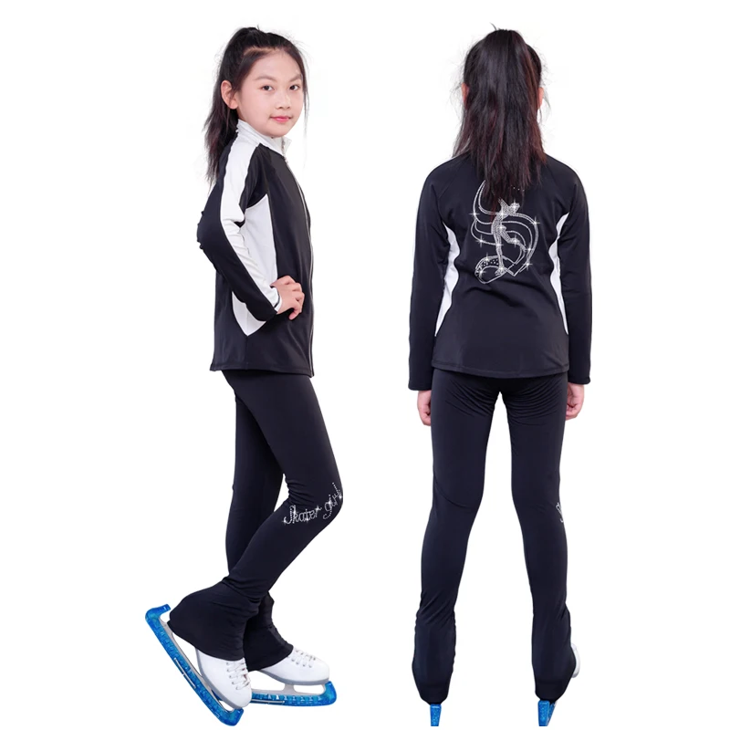 Children's and Girls' Figure Skating Training Clothes Skating Jacket and Pants Skateboarder Warm Gymnastics Training Clothes