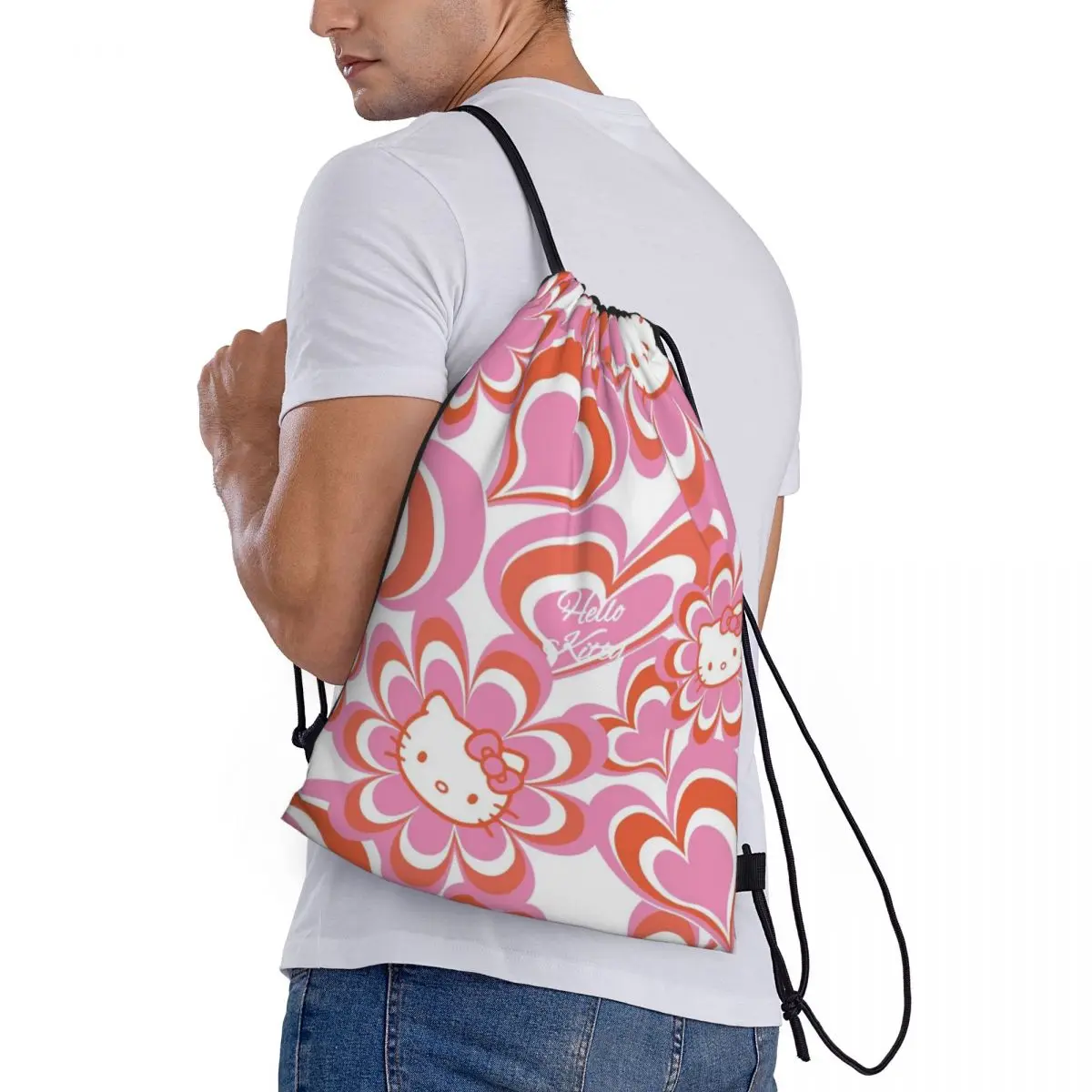 Nome personalizzato Zaino impermeabile per sport da spiaggia per nuoto all'aperto Zaino con coulisse Sanrio Hello Kitty Organizer Borsa da palestra