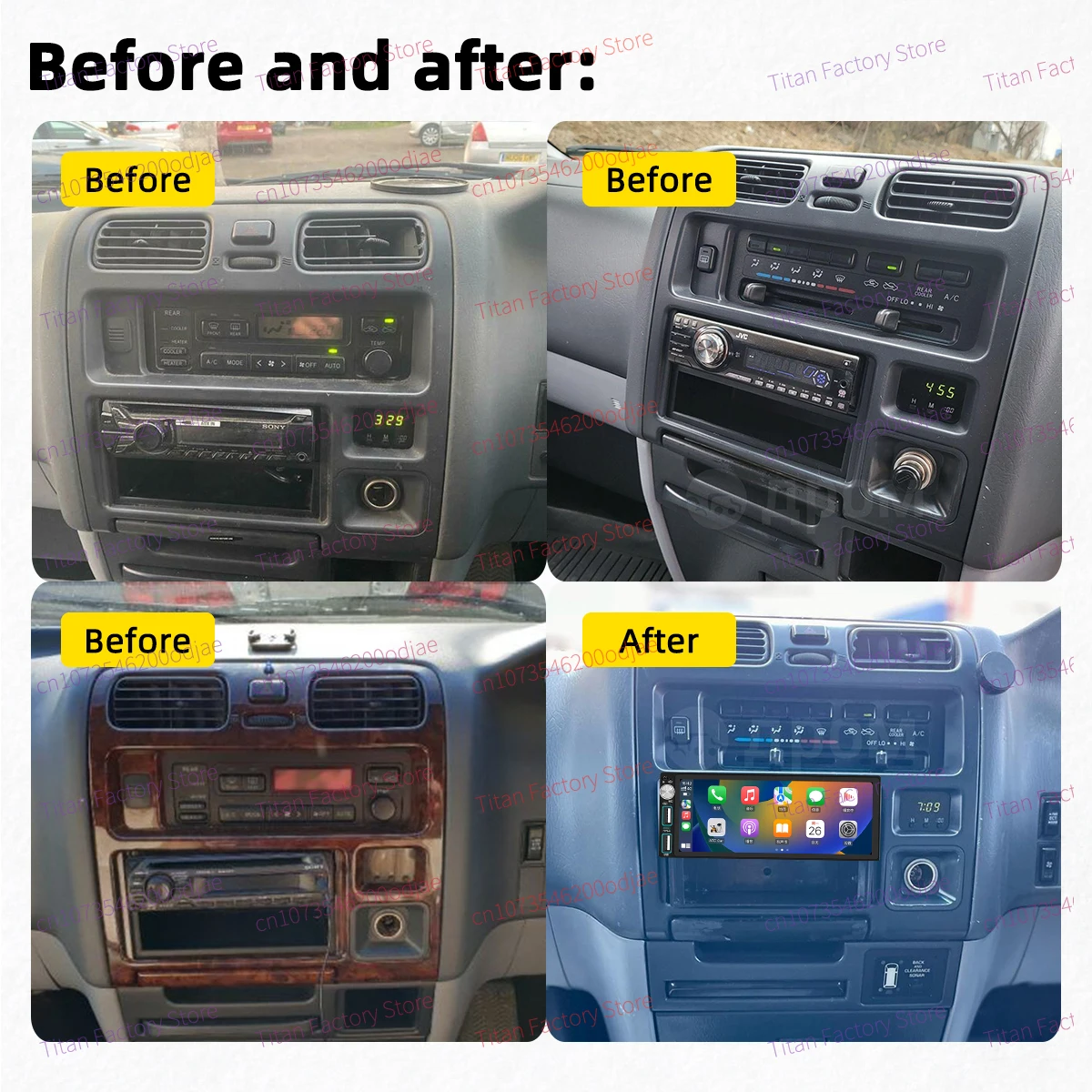 6.86 "شاشة أندرويد سيارة الوسائط المتعددة لتويوتا جرانفيا 1995-2003 1 الدين راديو ستيريو رئيس وحدة Carplay GPS واي فاي Autoradio السيارات