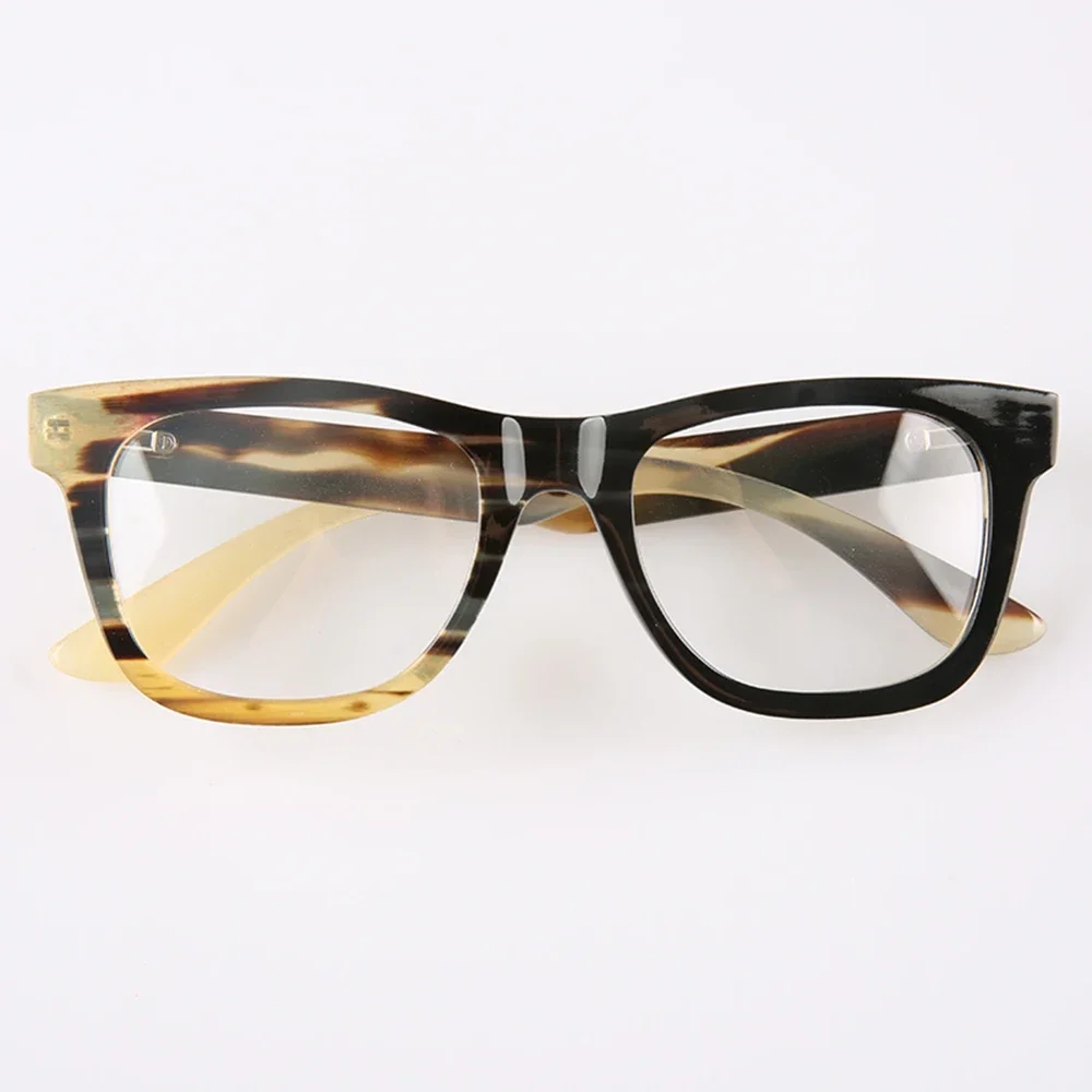 Man's Man Glasses Frames Unique Square Stripes Retro Optical Eyewear Buffalo Horn Handmade Prescription Reading Eyeglass Frames