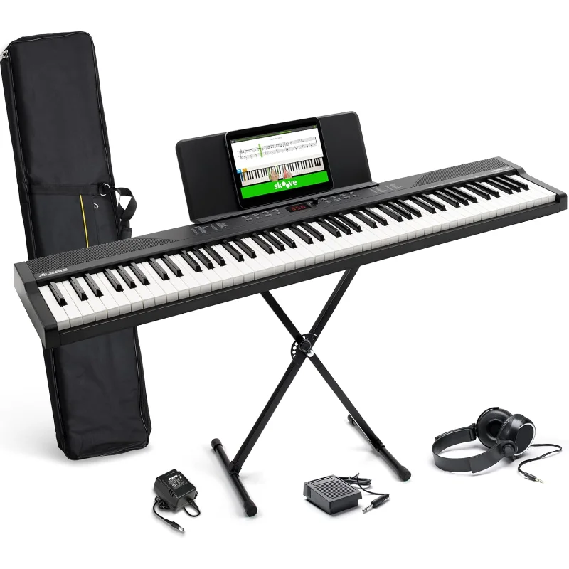 

88 Key Keyboard Piano with 480 Sounds, Speakers, USB MIDI, Carry-Bag, Stand, Headphones, Pedal and Piano Lessons for Begi